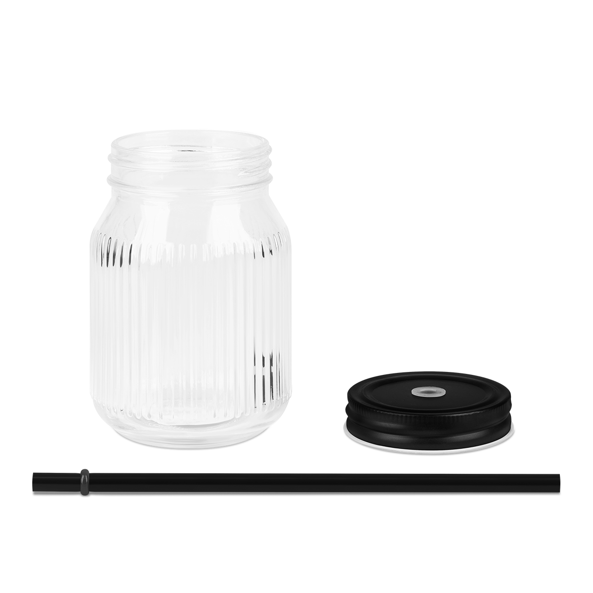 Trinkglas mit Schraubdeckel & Strohhalm 0,45 Ltr.