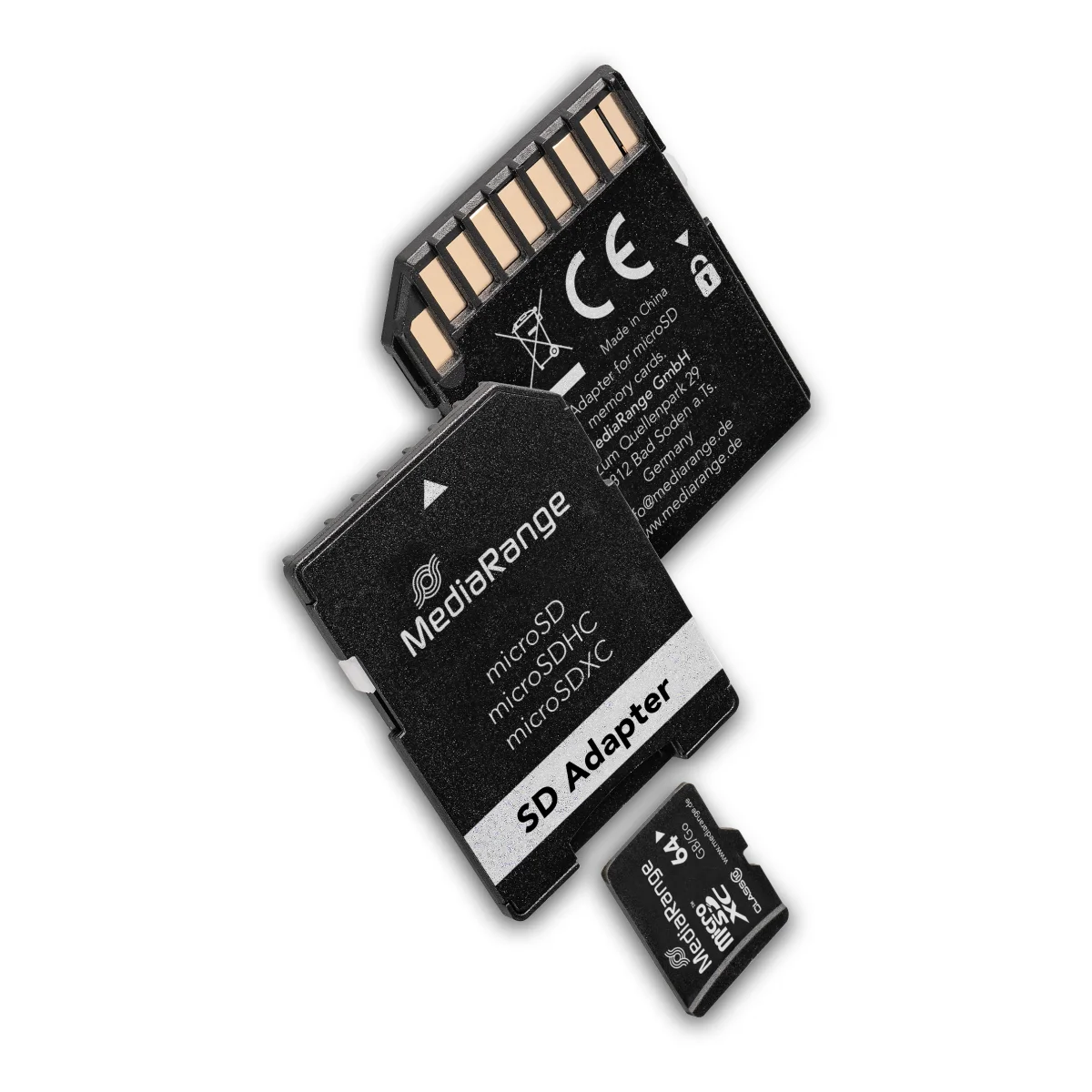 MediaRange Micro SDXC Speicherkarte 64GB Klasse 10 SD-Karten Adapter