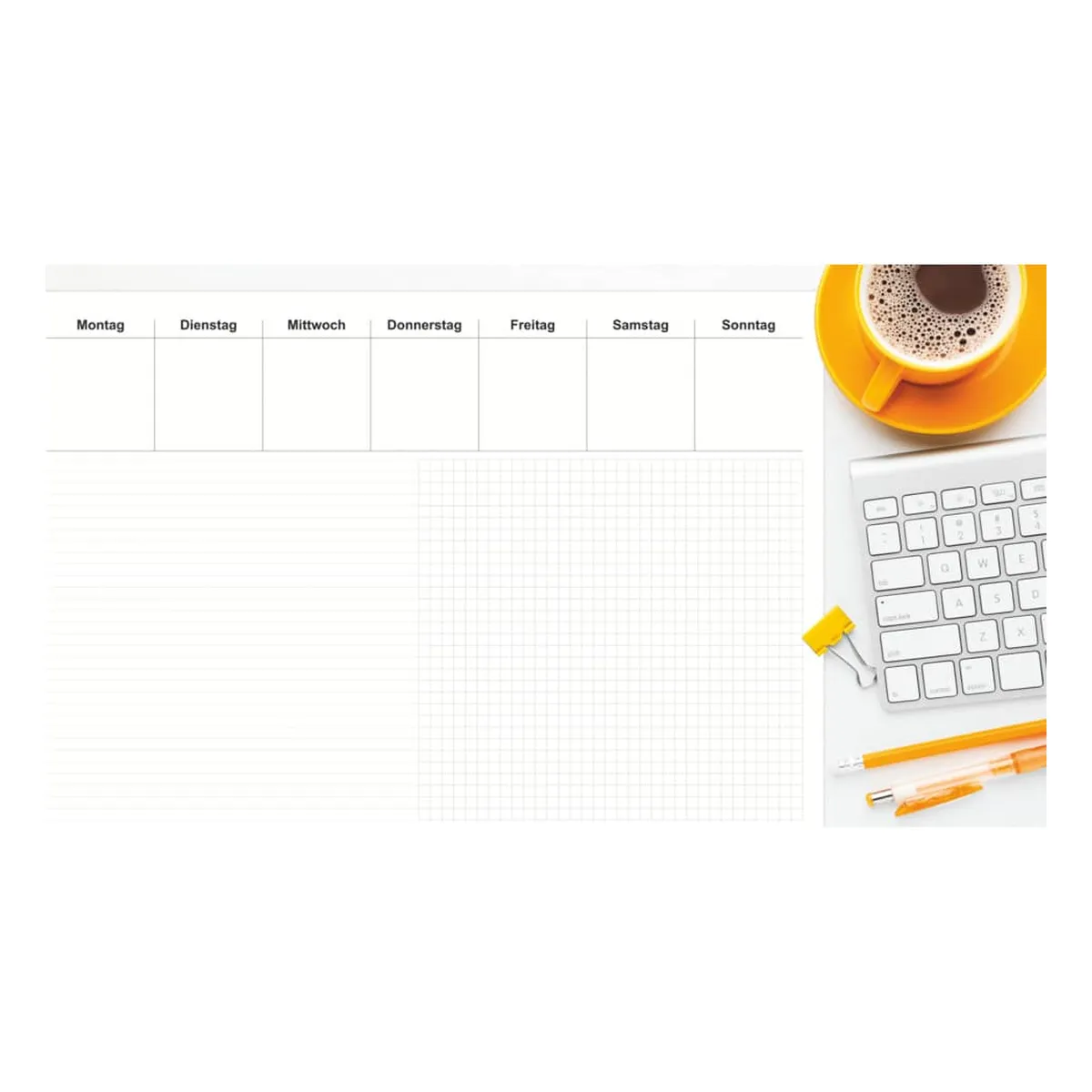 RNK Verlag Notiz-Schreibunterlage „Office - Liniert & Kariert“ - 60 x 42 cm, 30 Blatt