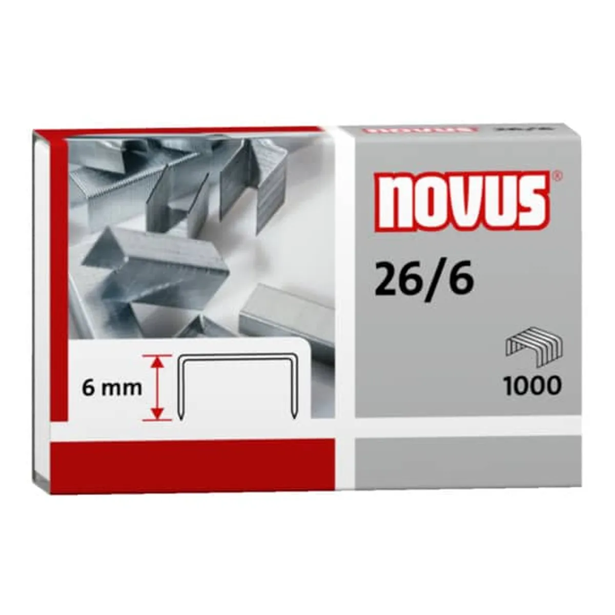 Novus Heftklammern Nr. 26/6 - Stahldraht, verzinkt, 1000 Stück
