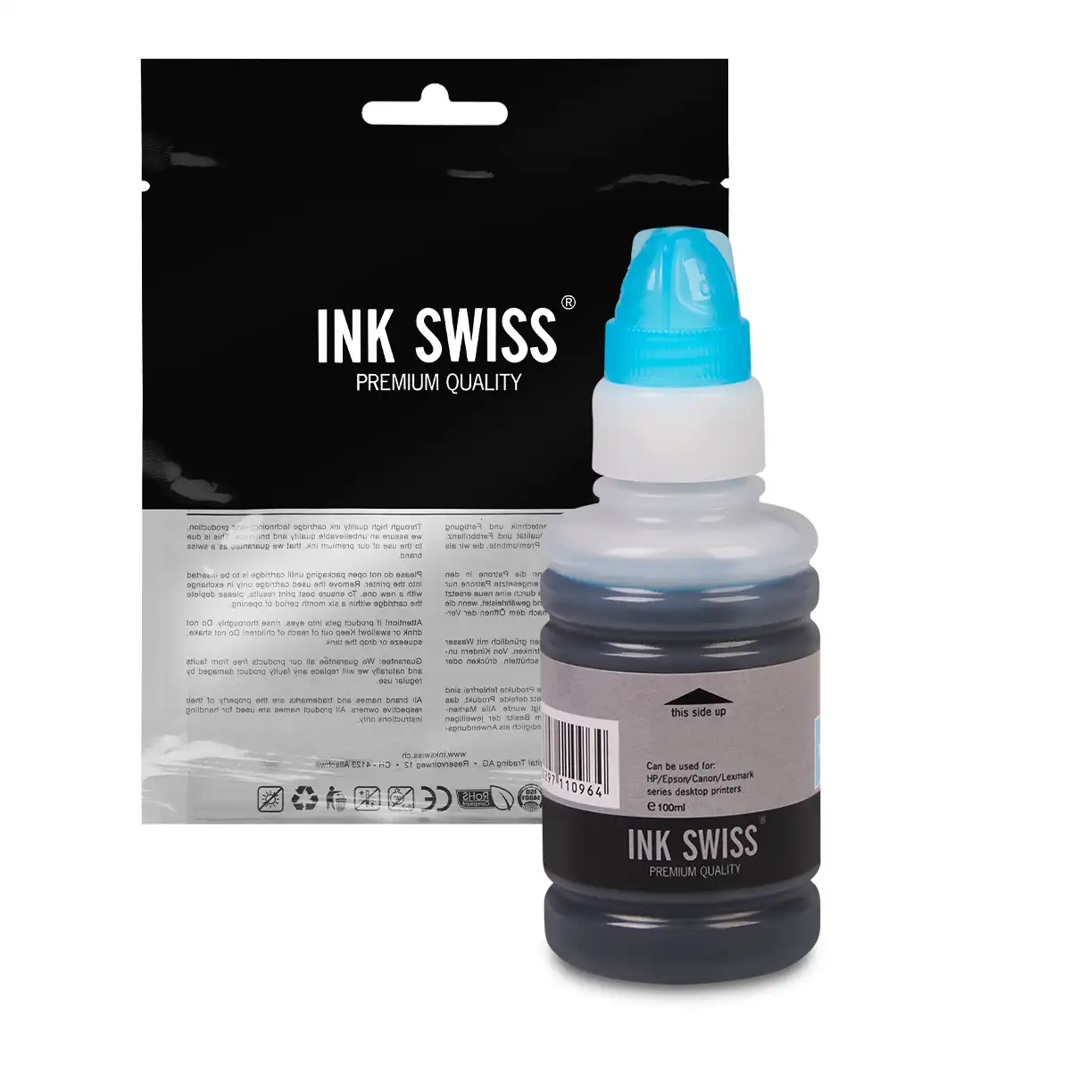 InkSwiss Premium Nachfülltinte 'cyan' 100 ml