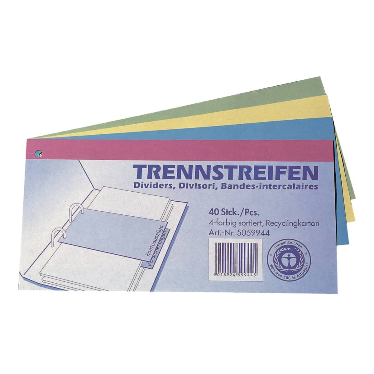 Q-Connect Trennstreifen - 190 g/qm Karton, sortiert, 40 Stück