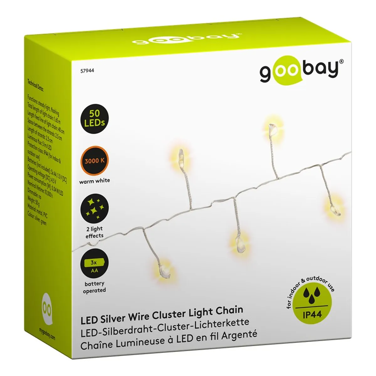 Goobay 50er LED-Silberdraht-Cluster-Lichterkette