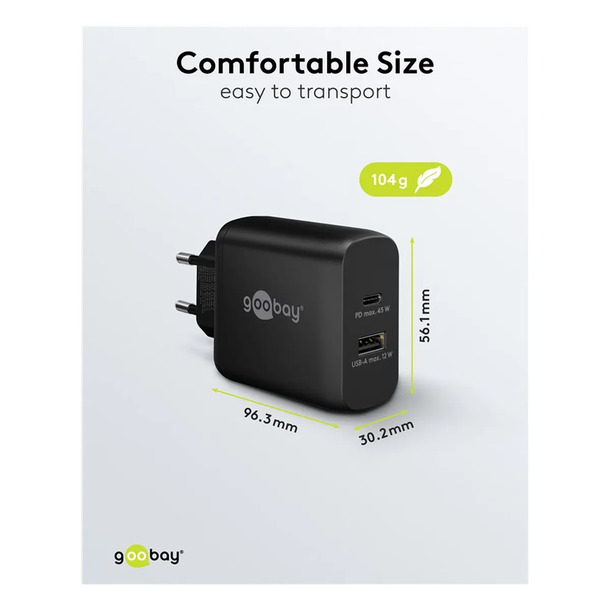 Goobay Dual-USB-Schnellladegerät PD/QC (45 W) schwarz