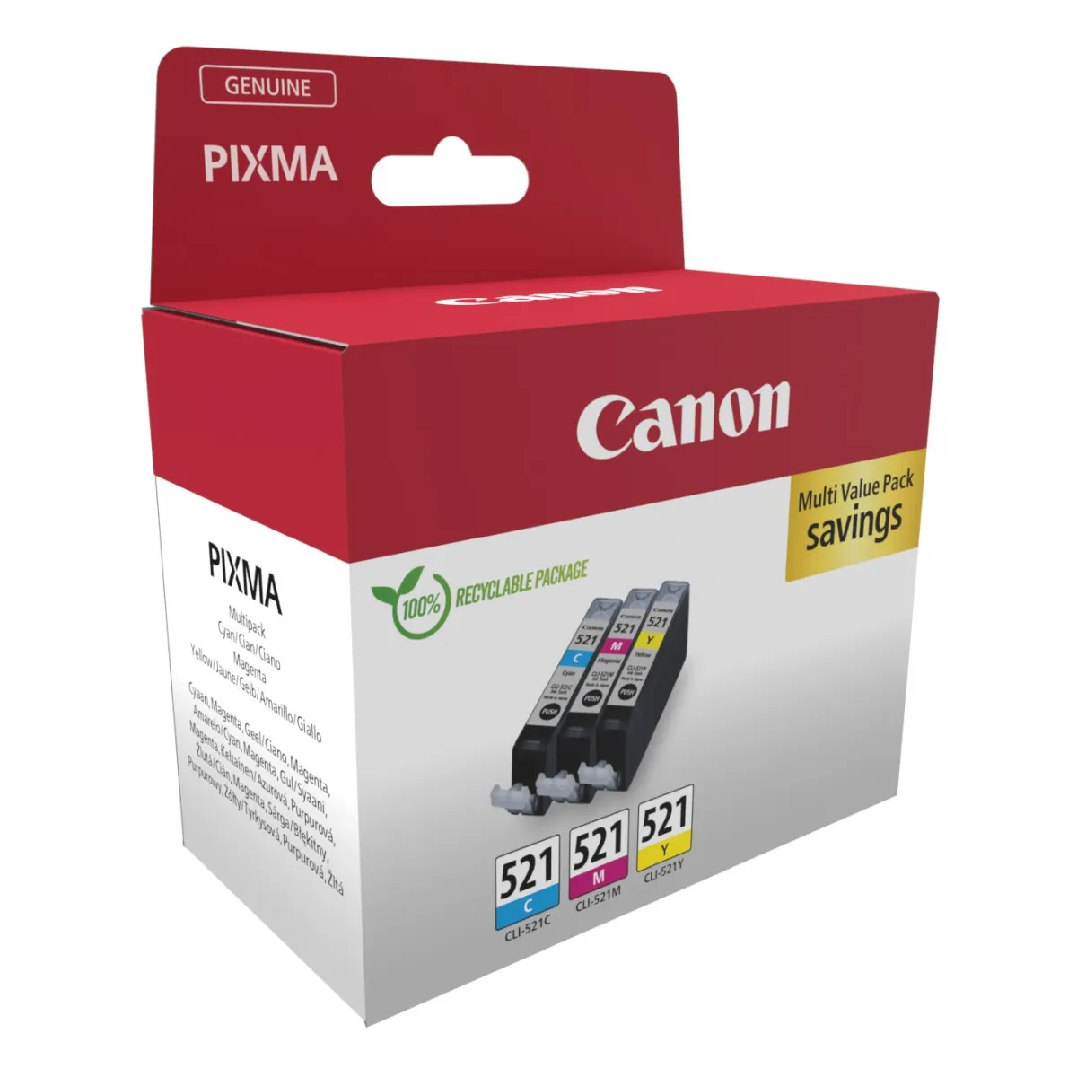 Druckerpatronen MultiPack Canon CLI-521 cyan magenta gelb 27 ml (2934B015)