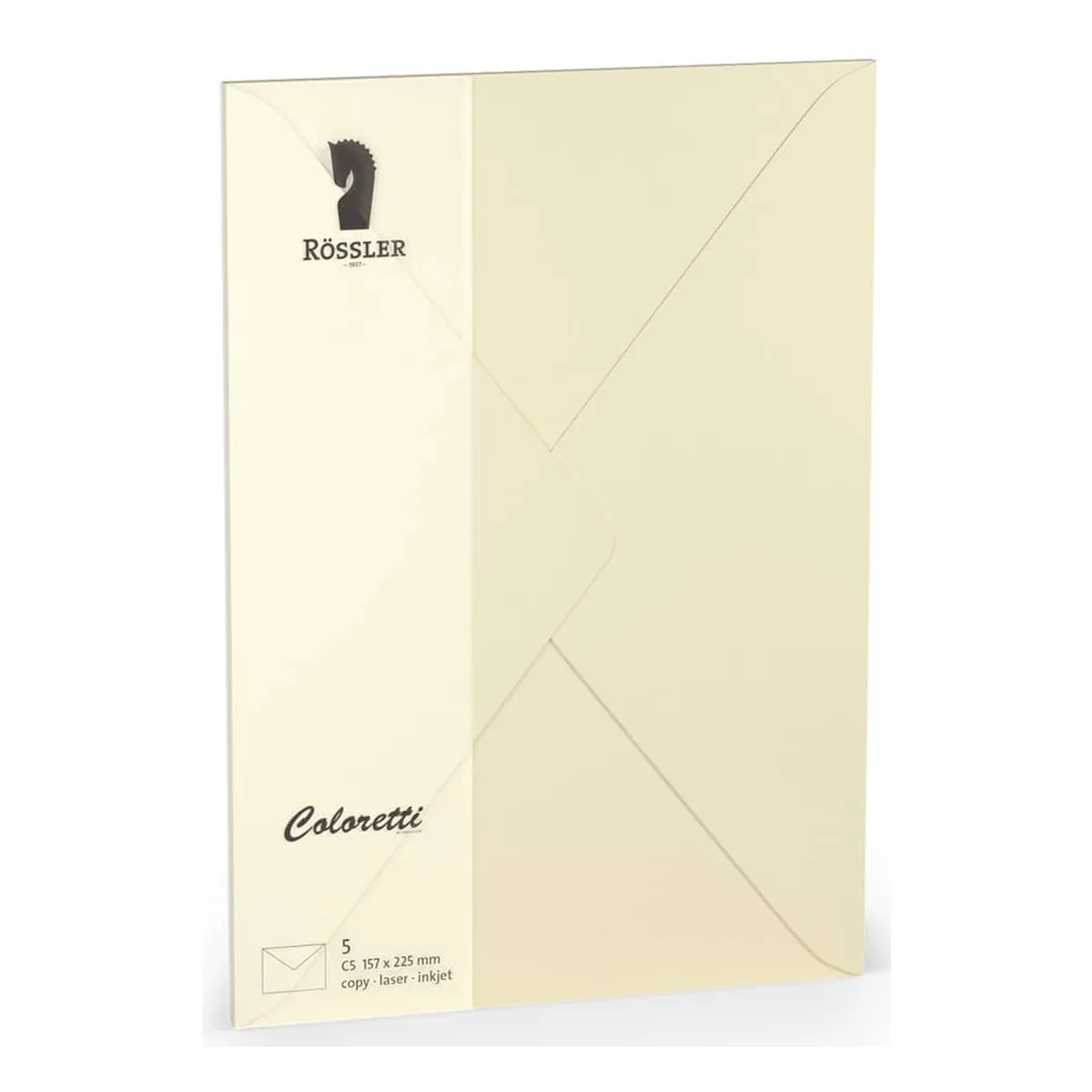 Rössler Papier Coloretti Briefumschläge - C5, 5 Stück, creme