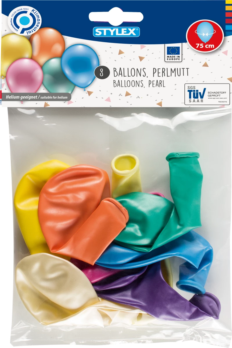 Stylex Luftballons, Perlmutt, 8er Beutel