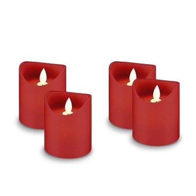 Goobay 4er Set LED-Echtwachs-Kerzen, rot