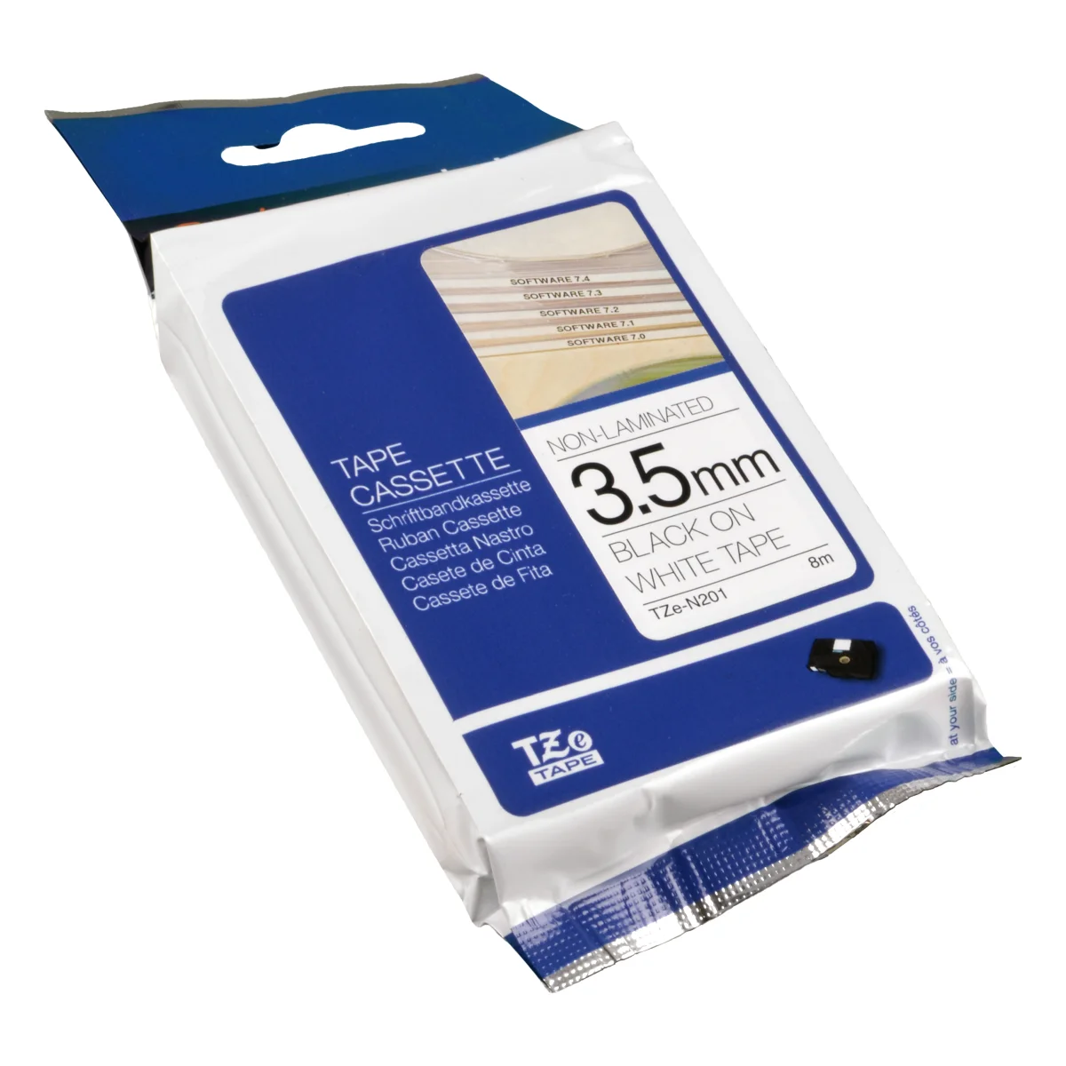 Brother Schriftband 3,5 mm TZe-N201 schwarz auf weiß 8 m