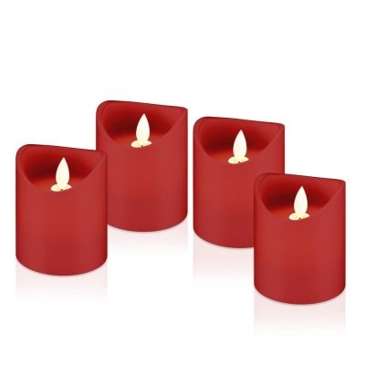 Goobay 4er Set LED-Echtwachs-Kerzen, rot