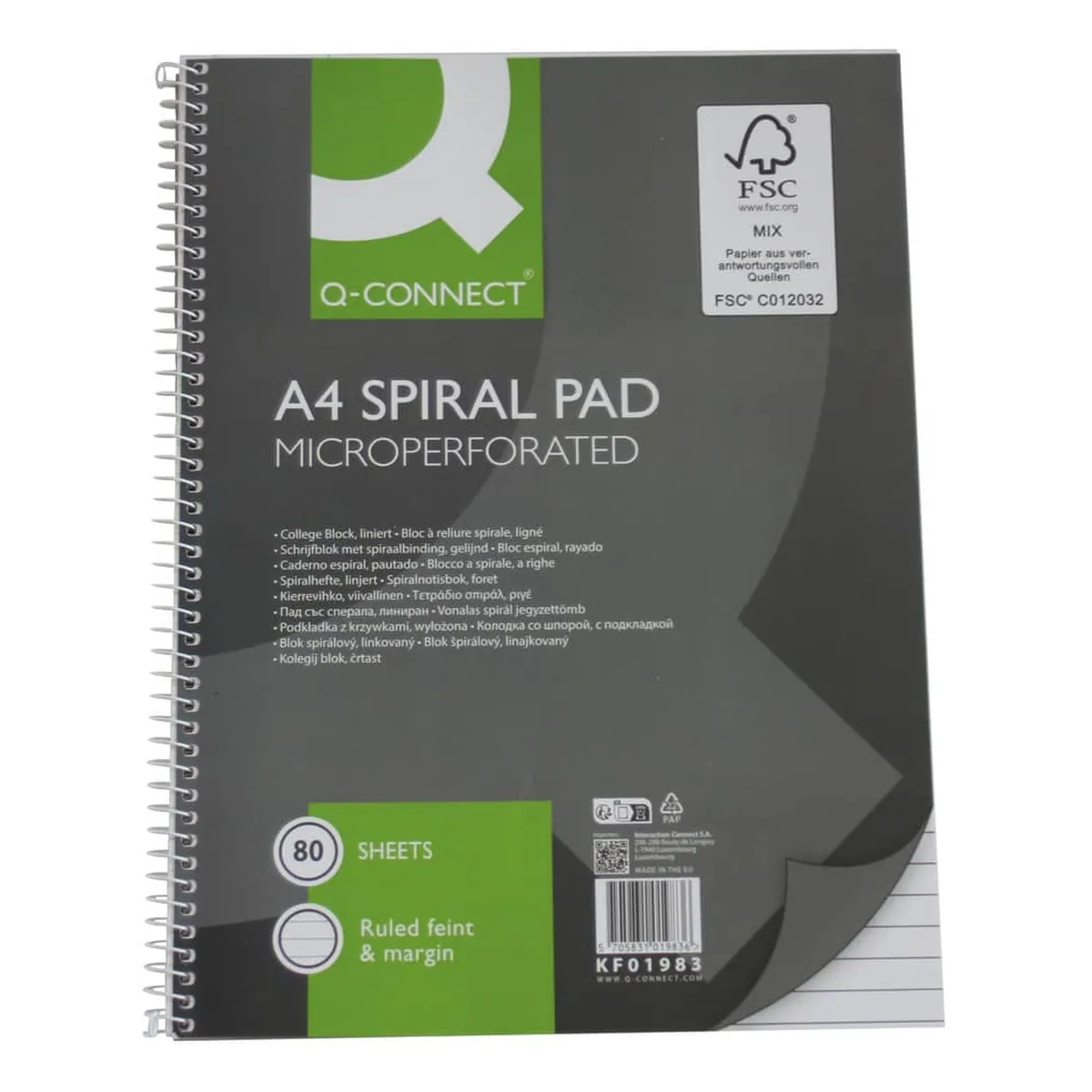 Q-Connect Collegeblock - A4, 80 Blatt, 70 g/qm, liniert