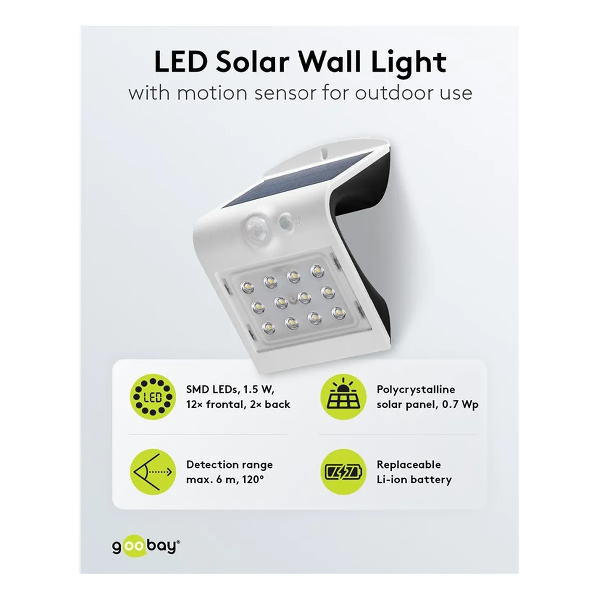 Goobay LED Solar-Wandleuchte mit Bewegungsmelder 3,2 W