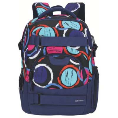 DONAU Schulrucksack bunte Kreise - Recycling-PET