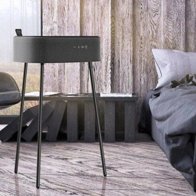 Drahtloser Lautsprecher Mesu im Tisch Design schwarz / holz