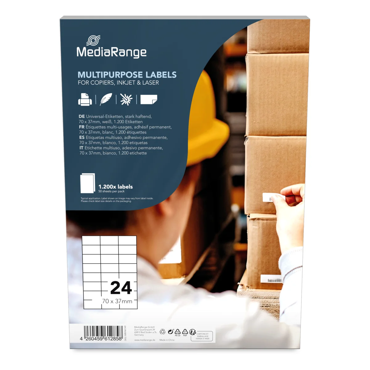 MediaRange Universal-Etiketten, 70x37 mm, 1200 Stück