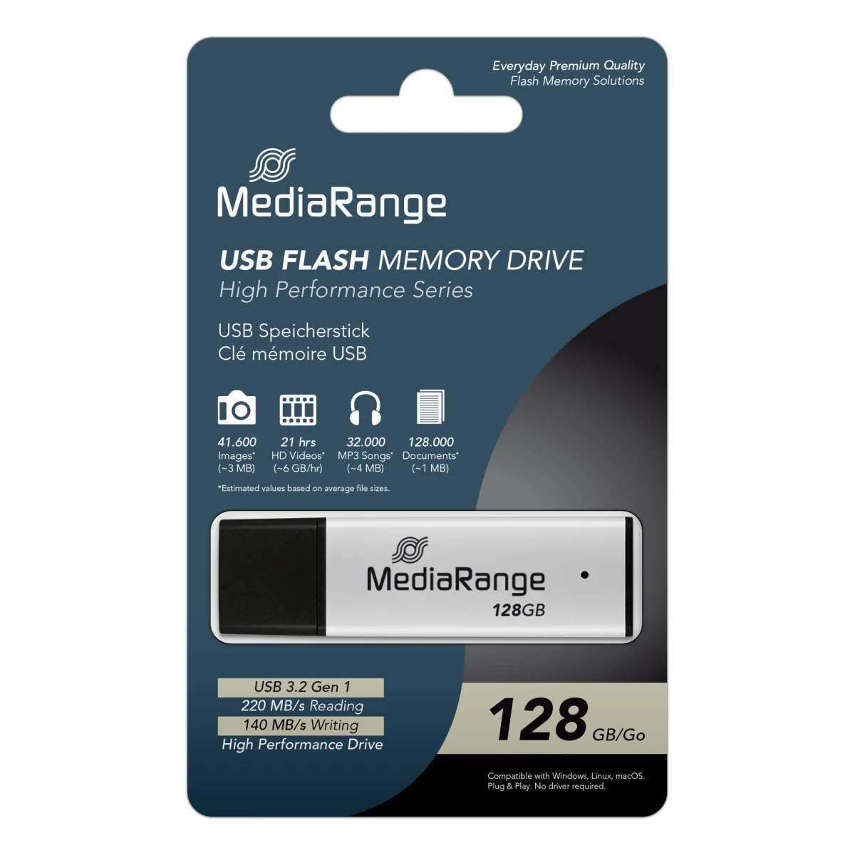 MediaRange Hochleistungs USB Speicherstick 3.0 - 128 GB