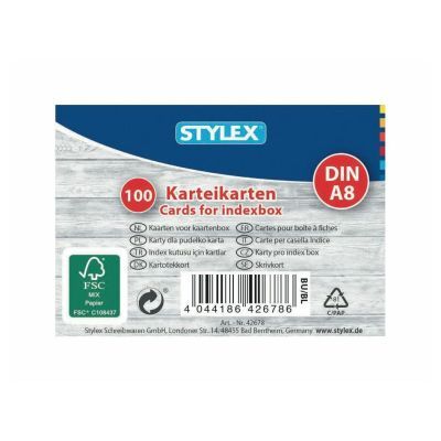 Karteikarten, DIN A8, liniert, 100 Stück, FSC