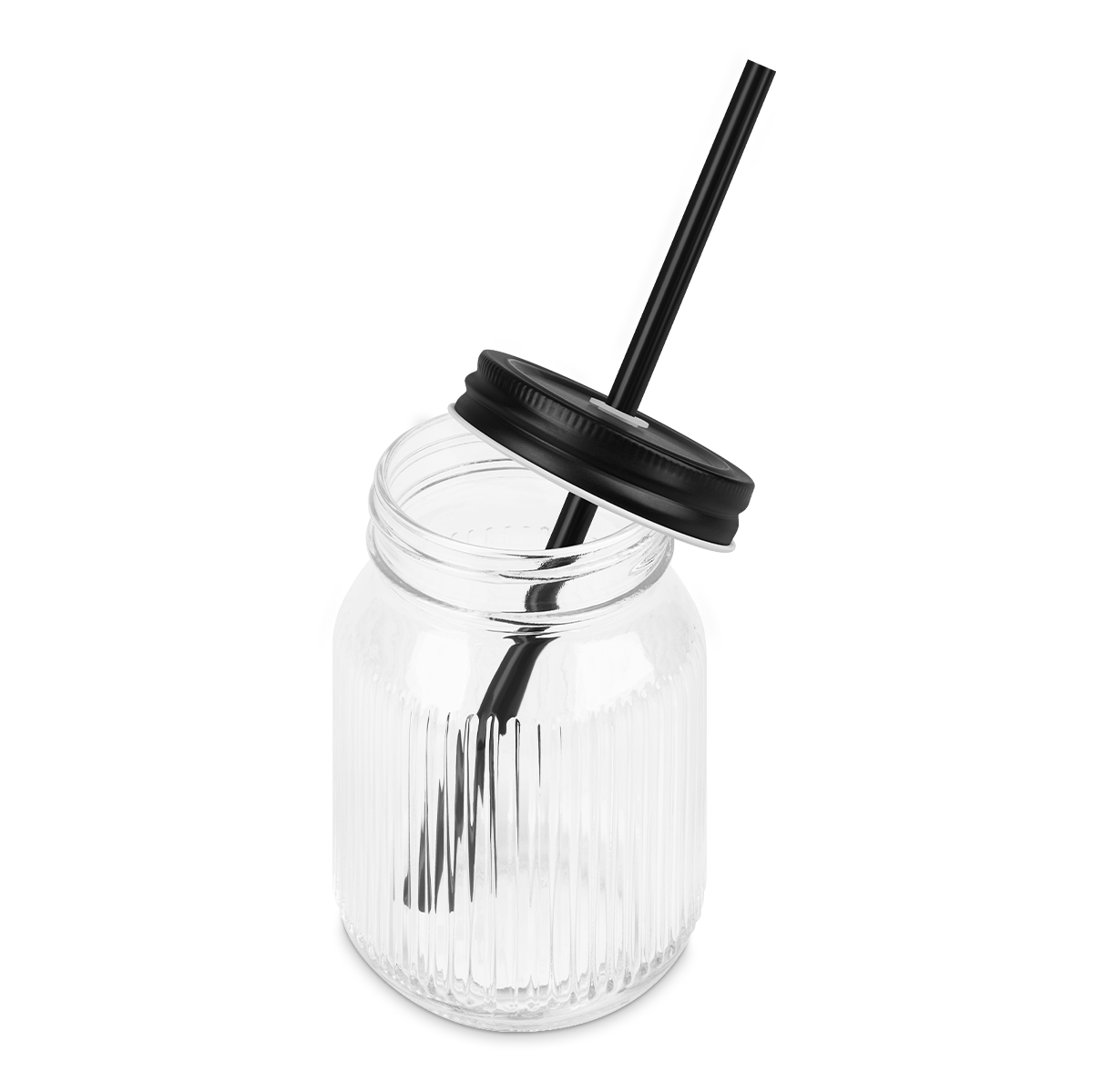 Trinkglas mit Schraubdeckel & Strohhalm 0,45 Ltr.