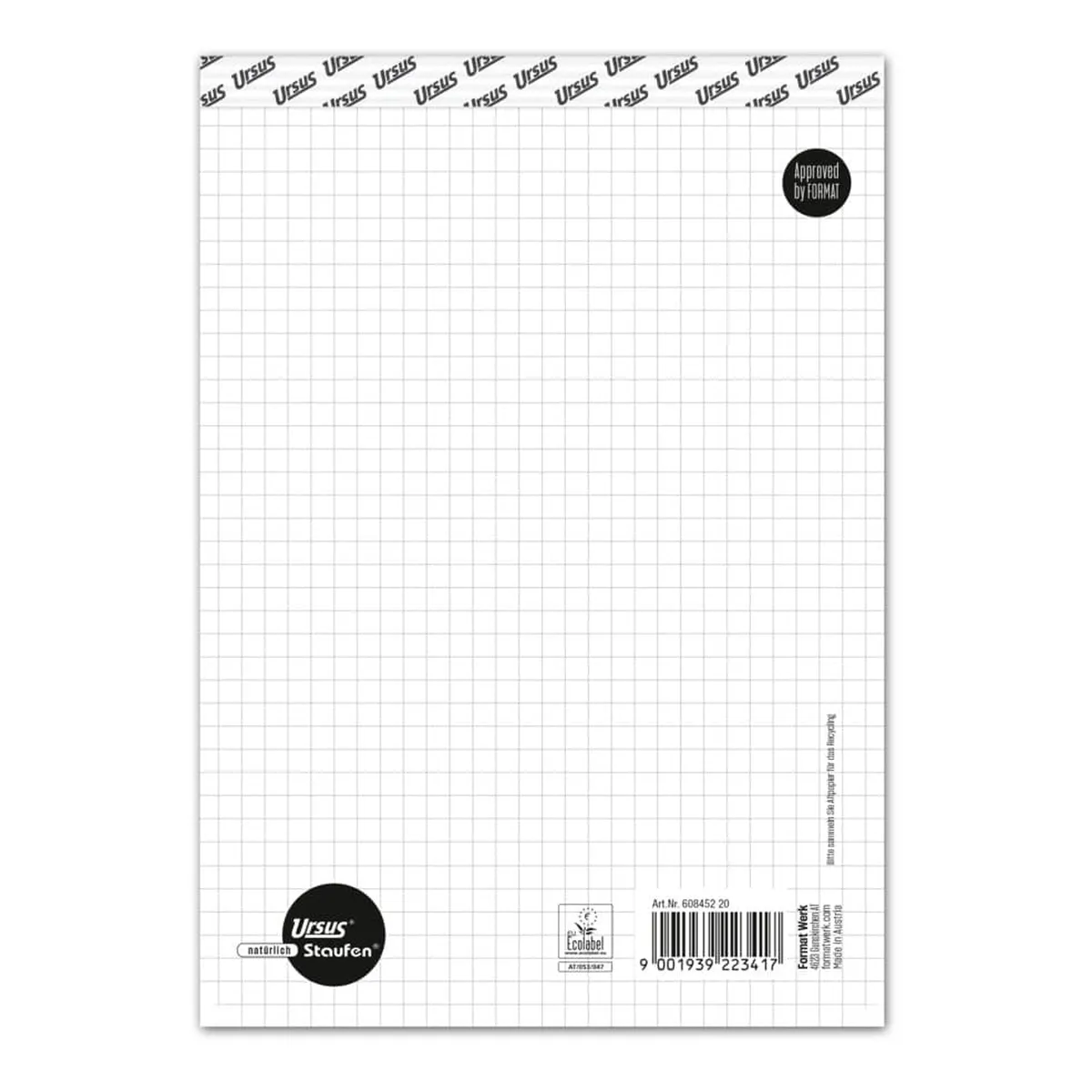 Ursus Basic Notizblock - A5, 48 Blatt, 60 g/qm, kariert
