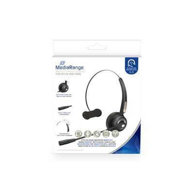 MediaRange kabelloses Mono-Headset mit Mikrofon, 180mAh Akku, schwarz