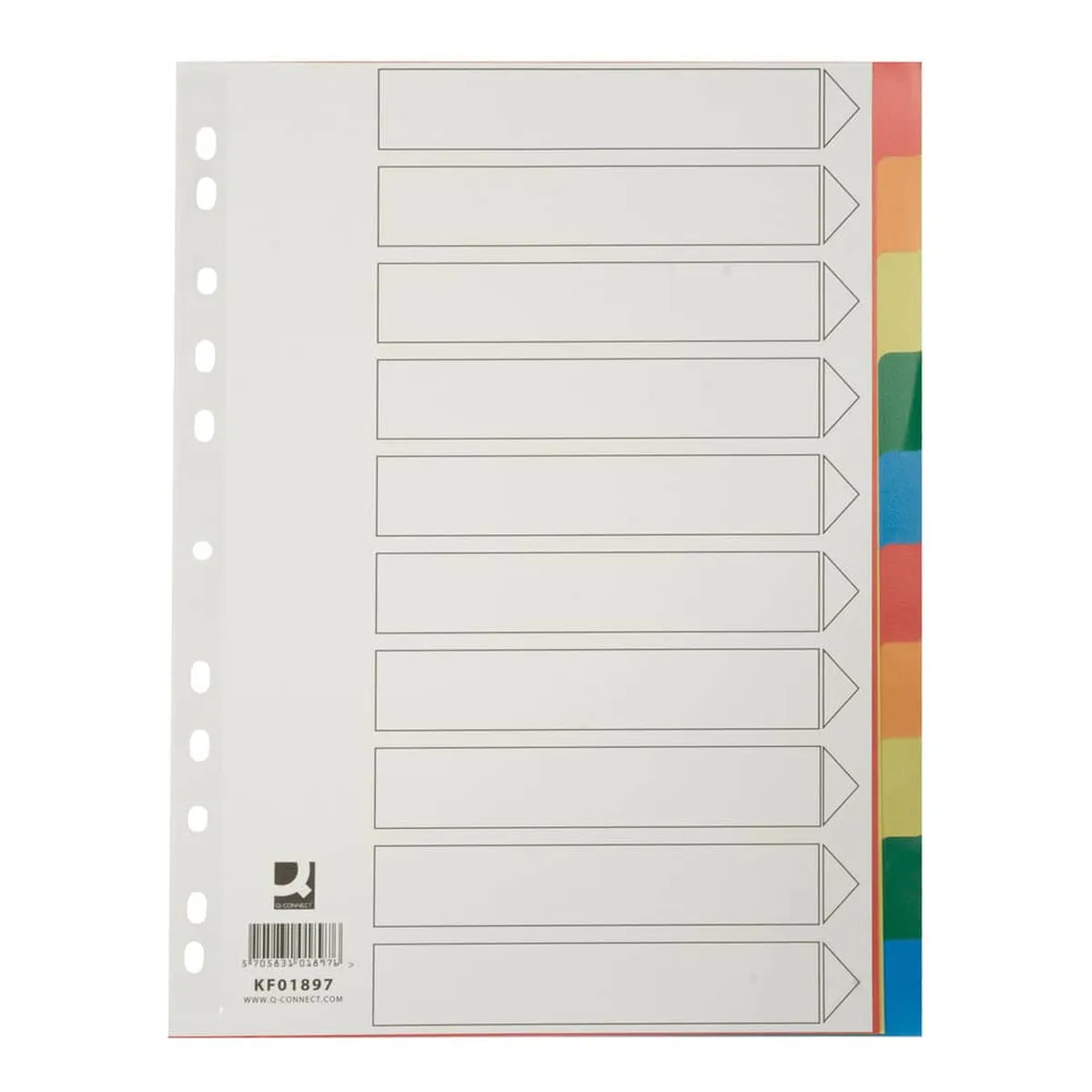 Q-Connect® Farbregister - blanko, A4, PP, 10 Blatt + Deckblatt