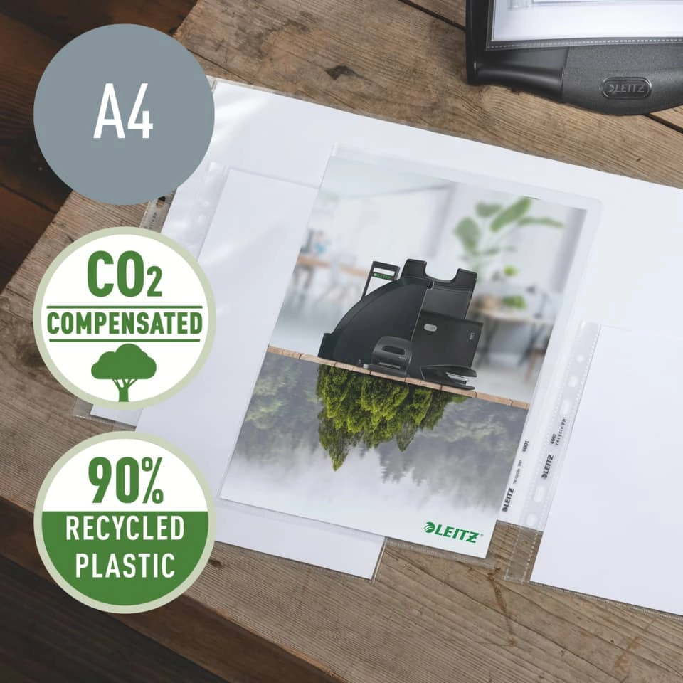 Sichthülle Recycle - A4, PP, genarbt, dokumentenecht, 25 Stück, farblos