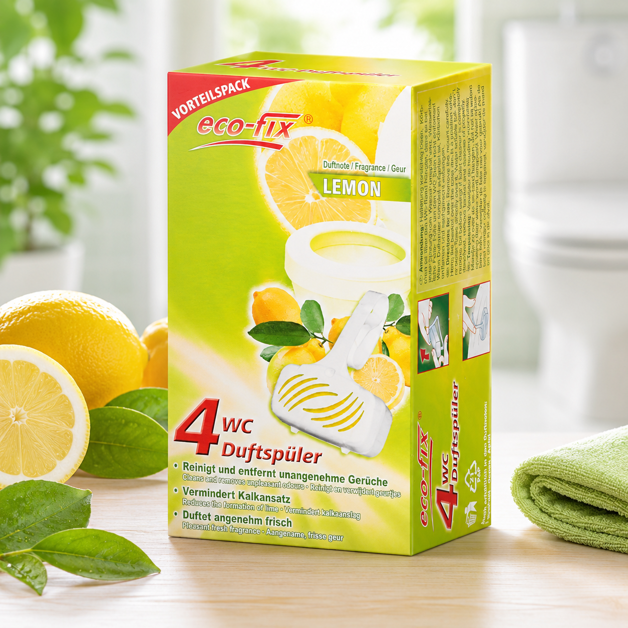 eco-fix Vorteilspaket WC Duftspüler Lemon 4x33 g