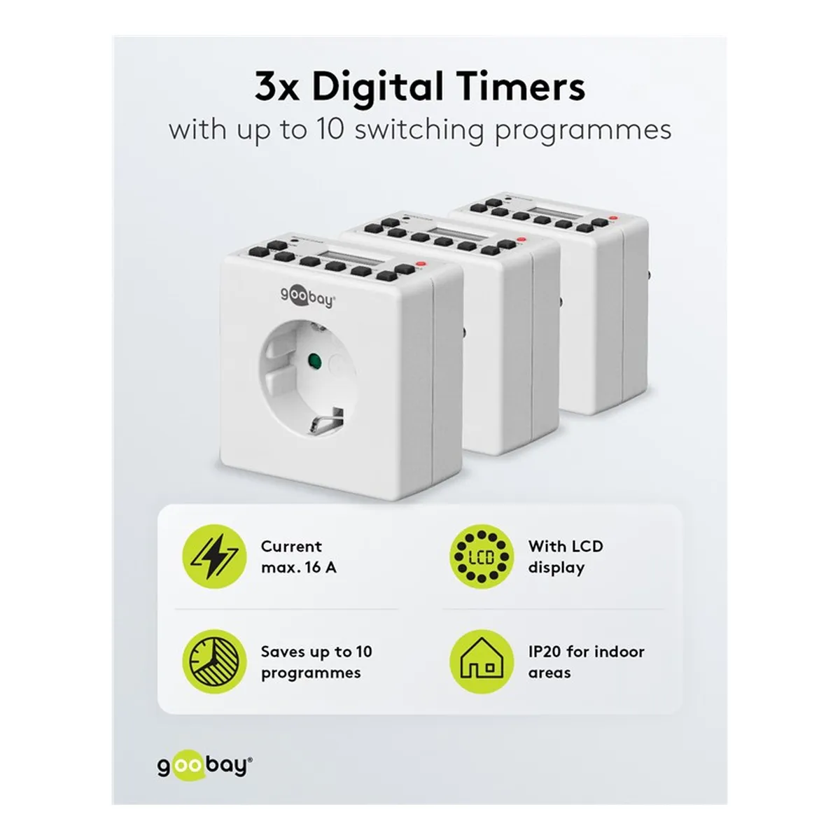 Goobay 3er-Set: Digitale Zeitschaltuhr