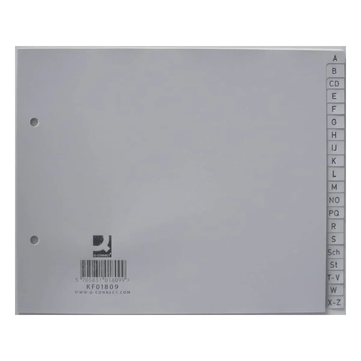 Q-Connect Register - A - Z, PP, ohne Index, für A4 18 cm hoch, 20 Blatt, grau