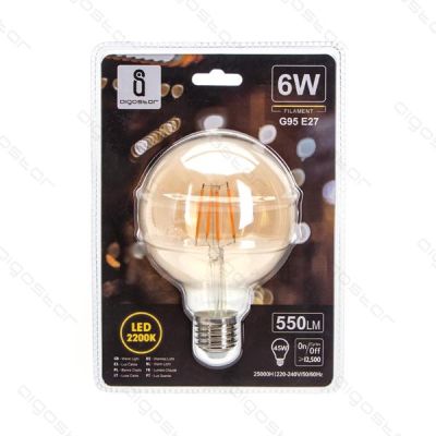 LED FILAMENT 'G95', 6W, E27