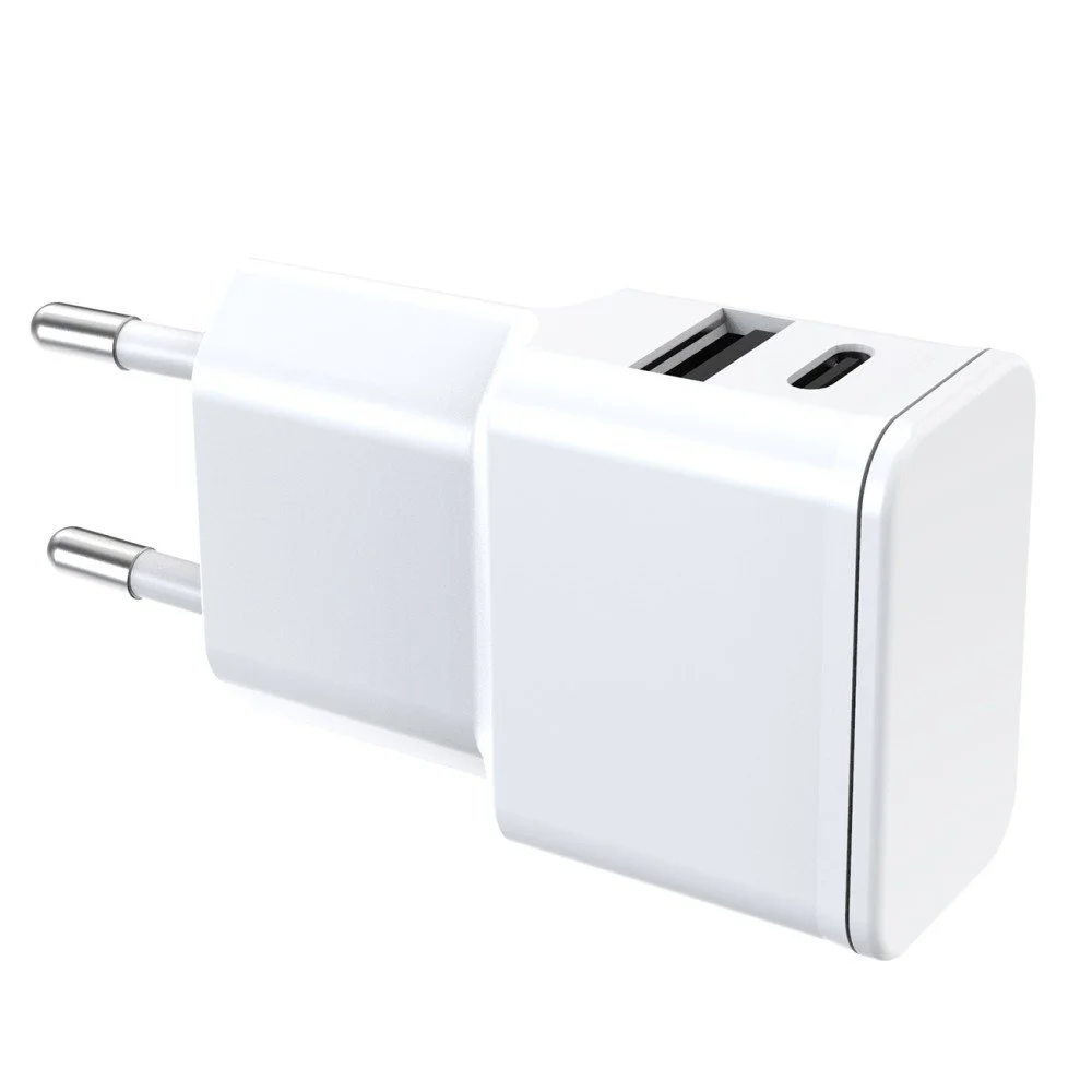 Fontastic Universal Netzteil Dubi, 1x USB-A + 1x Typ-C, 12W | 5V / 2.4A, kompaktes Design, weiß