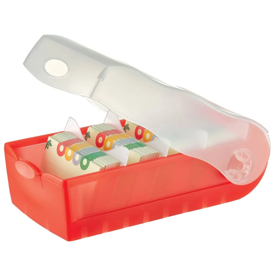 HAN Karteibox CROCO - A7 quer, für 900 Karten,  rot-transluzent