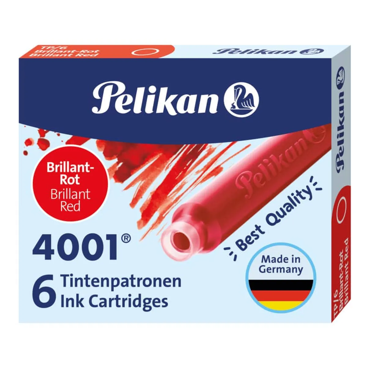 Pelikan Tintenpatrone 4001® TP/6 - brillant-rot, 6 Patronen