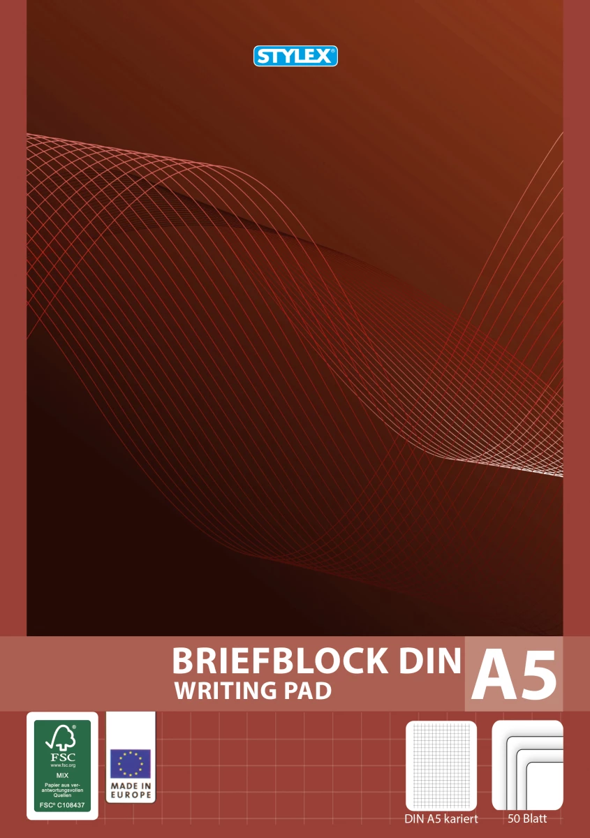 Briefblock, DIN A5, kariert, FSC