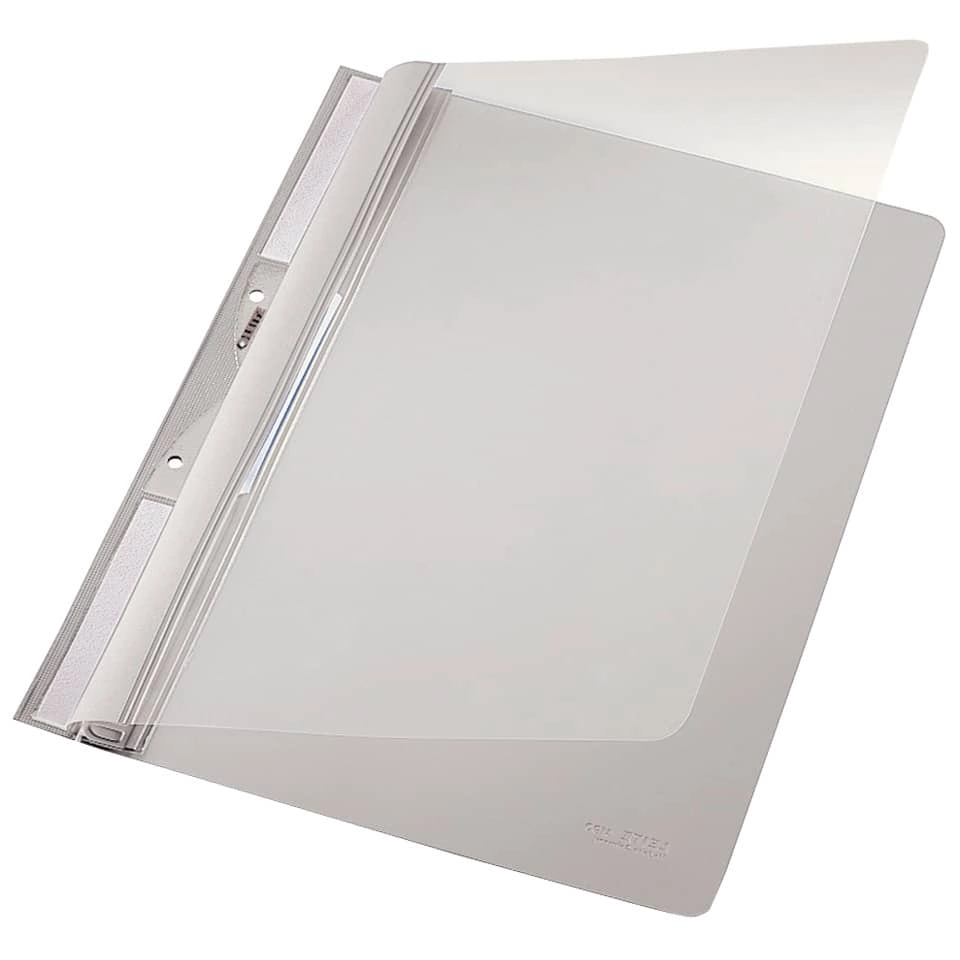 Leitz Einhängehefter Universal, A4, 2 kurze Beschriftungsfenster, PVC, grau