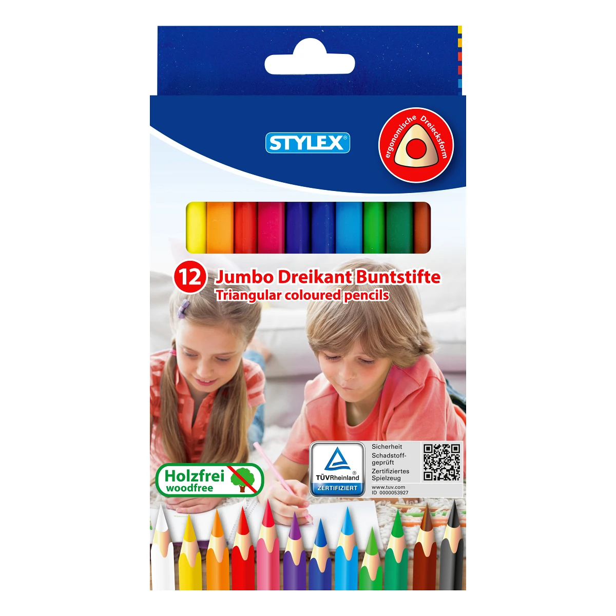 Stylex Buntstifte, Dreikant, Jumbo, 12 Stück 