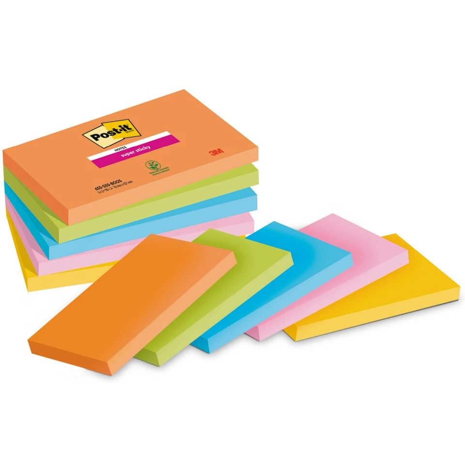 POST-IT Haftnotizblock Boost - 76 x 127 mm, 5x 90 Blatt, sortiert