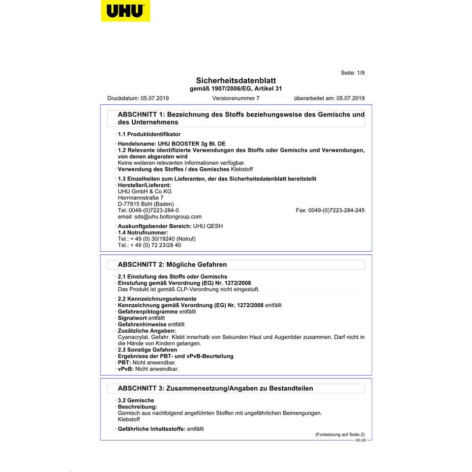 UHU Sekundenkleber LED-LIGHT BOOSTER Gel - 3 g