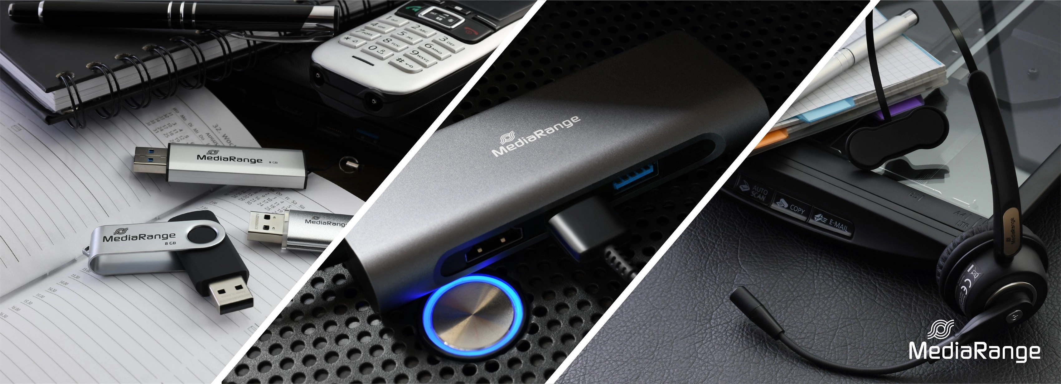 MediaRange MediaRange Artikel wie USB-Sticks und Headsets