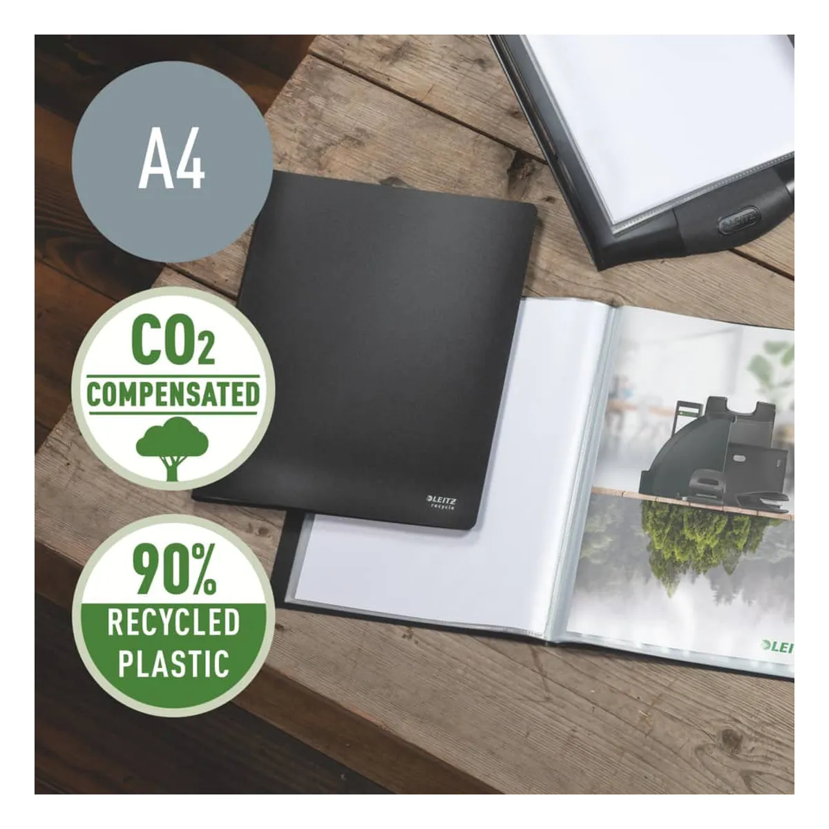 Leitz Sichthüllenmappe Recycle - A4, 40 Hüllen, PP, , schwarz