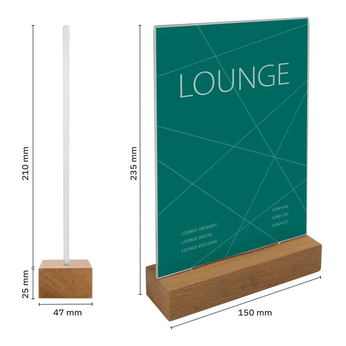 SIGEL Tischaufsteller mit Holzsockel - A5, gerade SIGEL Tischaufsteller mit Holzsockel - A5, gerade
