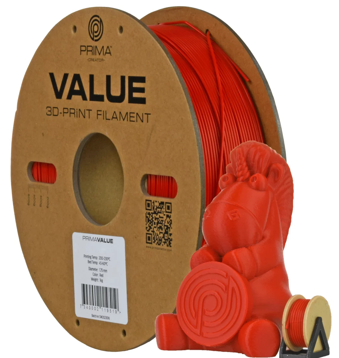 PrimaFilaments PrimaValue™ ABS - 1.75mm - 1 kg - rot