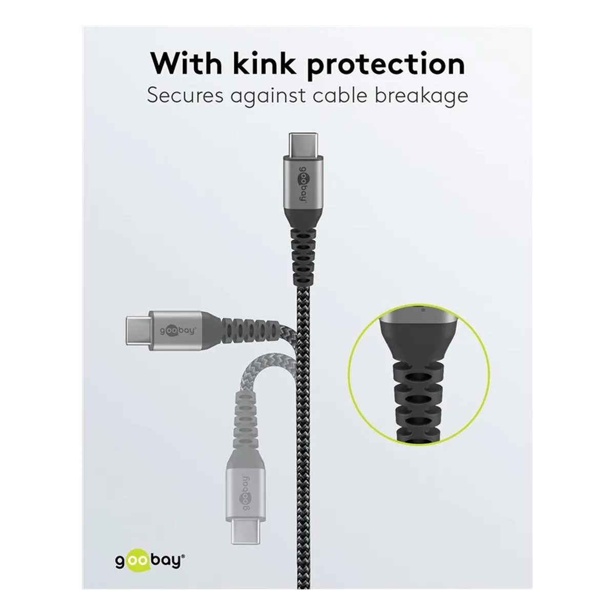 Goobay USB-C™ auf USB-A Textilkabel mit Metallsteckern (space grau/silber) 1 m