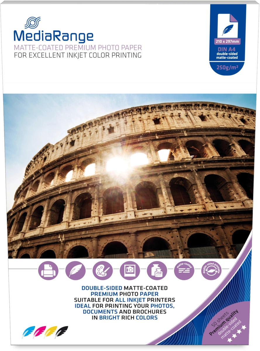 MediaRange Fotopapier, A4, 250g, 50 Blatt