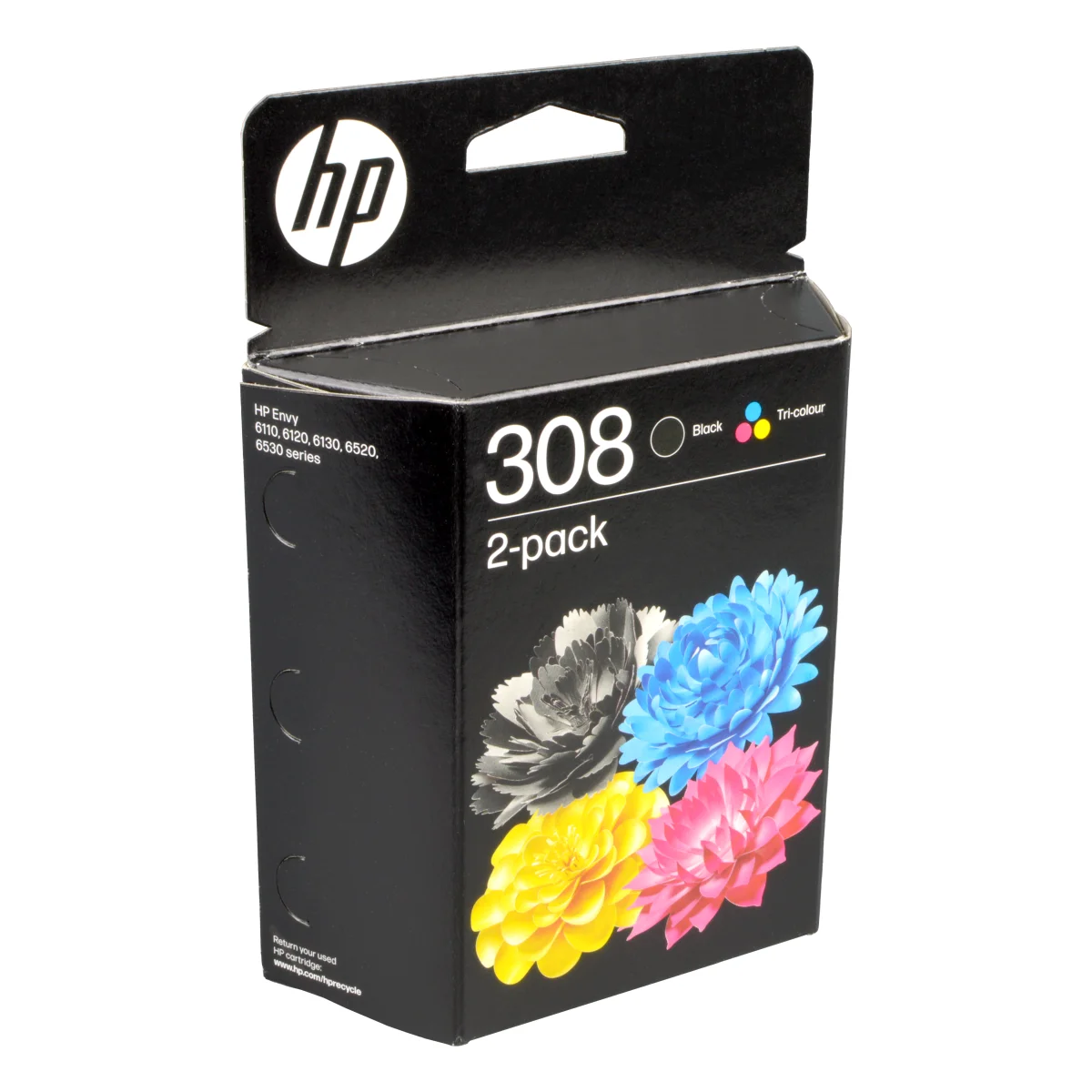 2 HP Tinten 6L6S6UE 308 schwarz+farbig