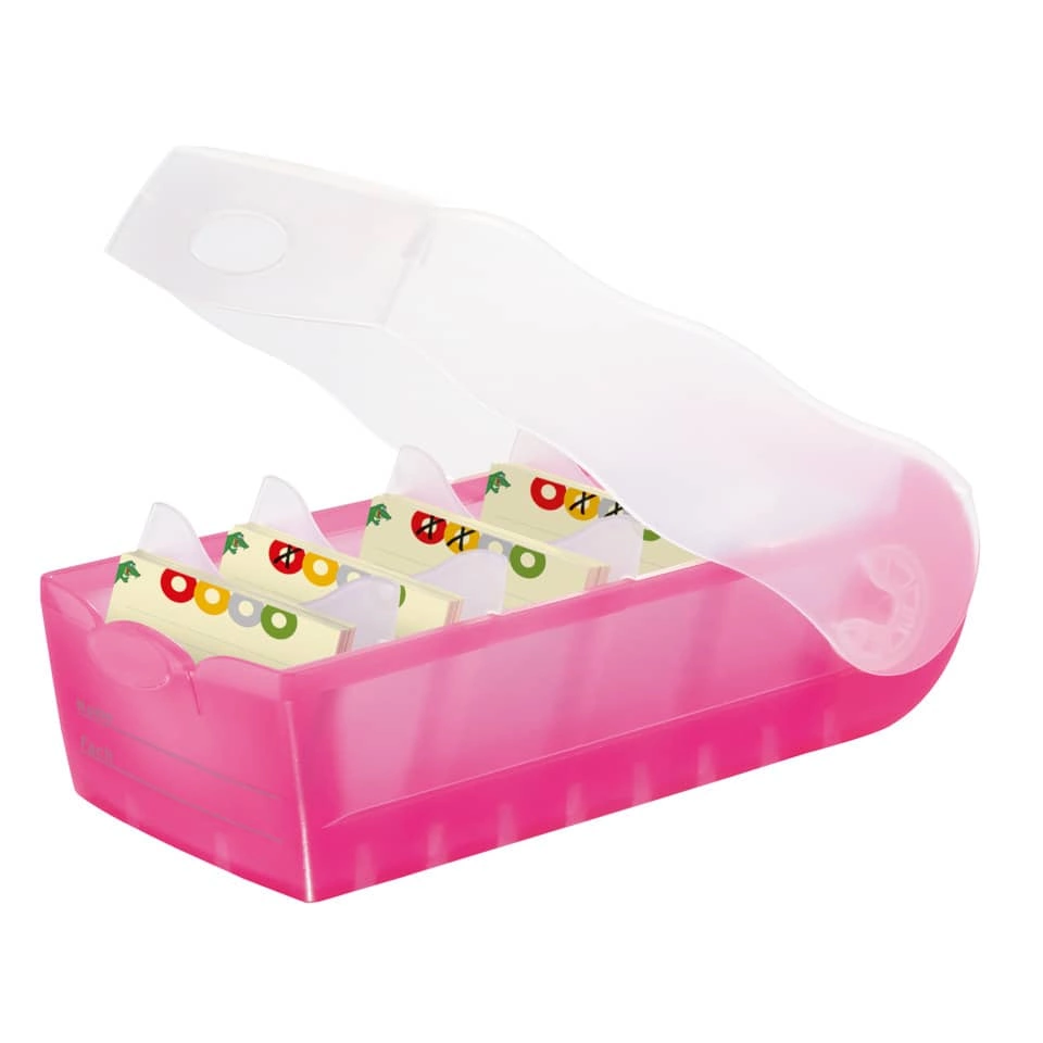 HAN Karteibox CROCO - A7 quer, für 900 Karten,  pink-transluzent