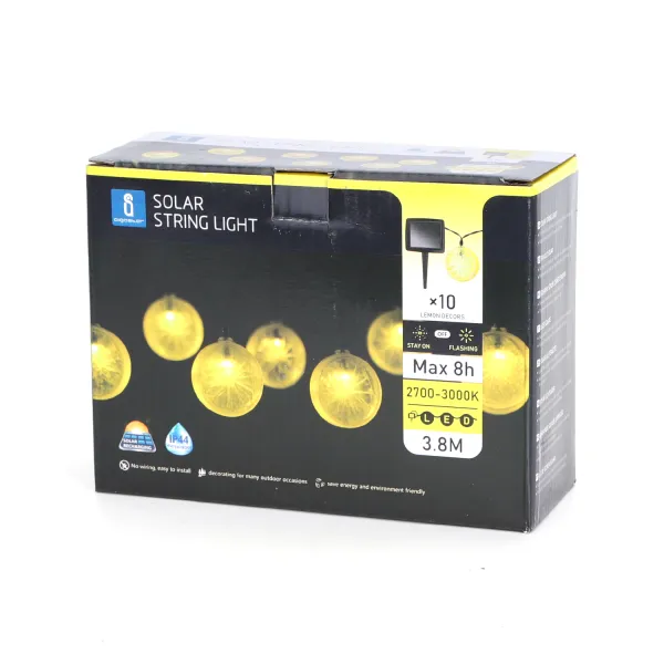 Aigostar LED Solar Lichterkette, Zitronenscheiben