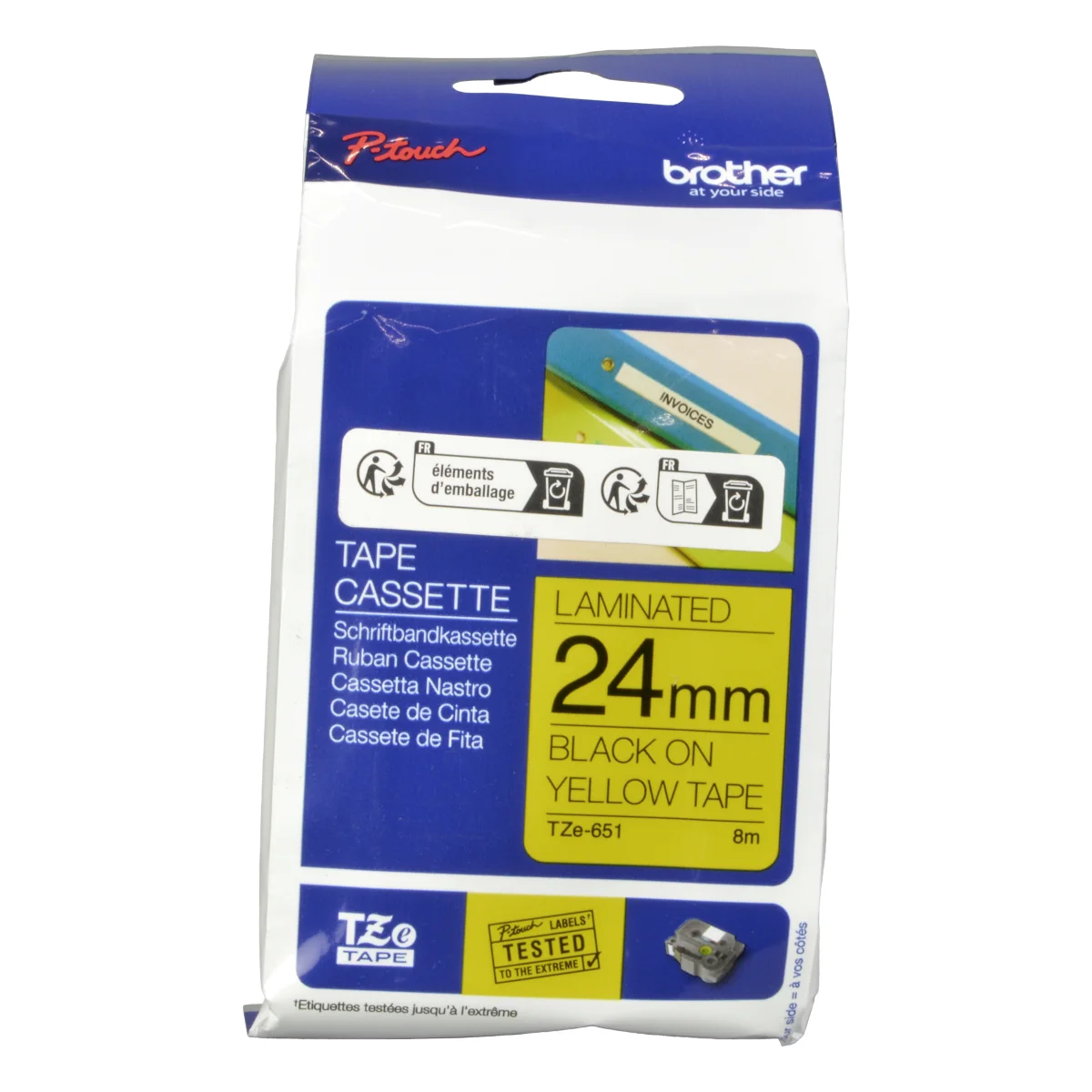 Brother Schriftband 24 mm TZE-651 schwarz auf gelb 8 m