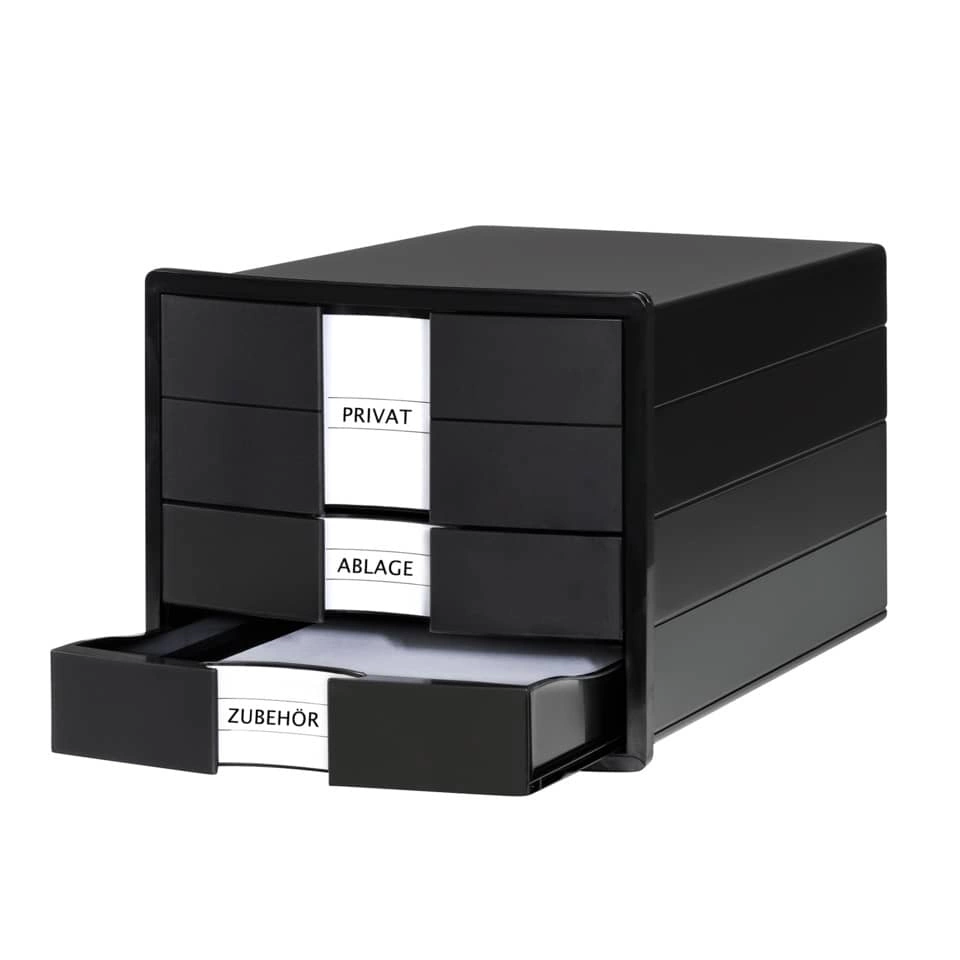 Schubladenbox IMPULS - A4/C4, 3 geschlossene Schubladen, inkl. Einsatz, schwarz