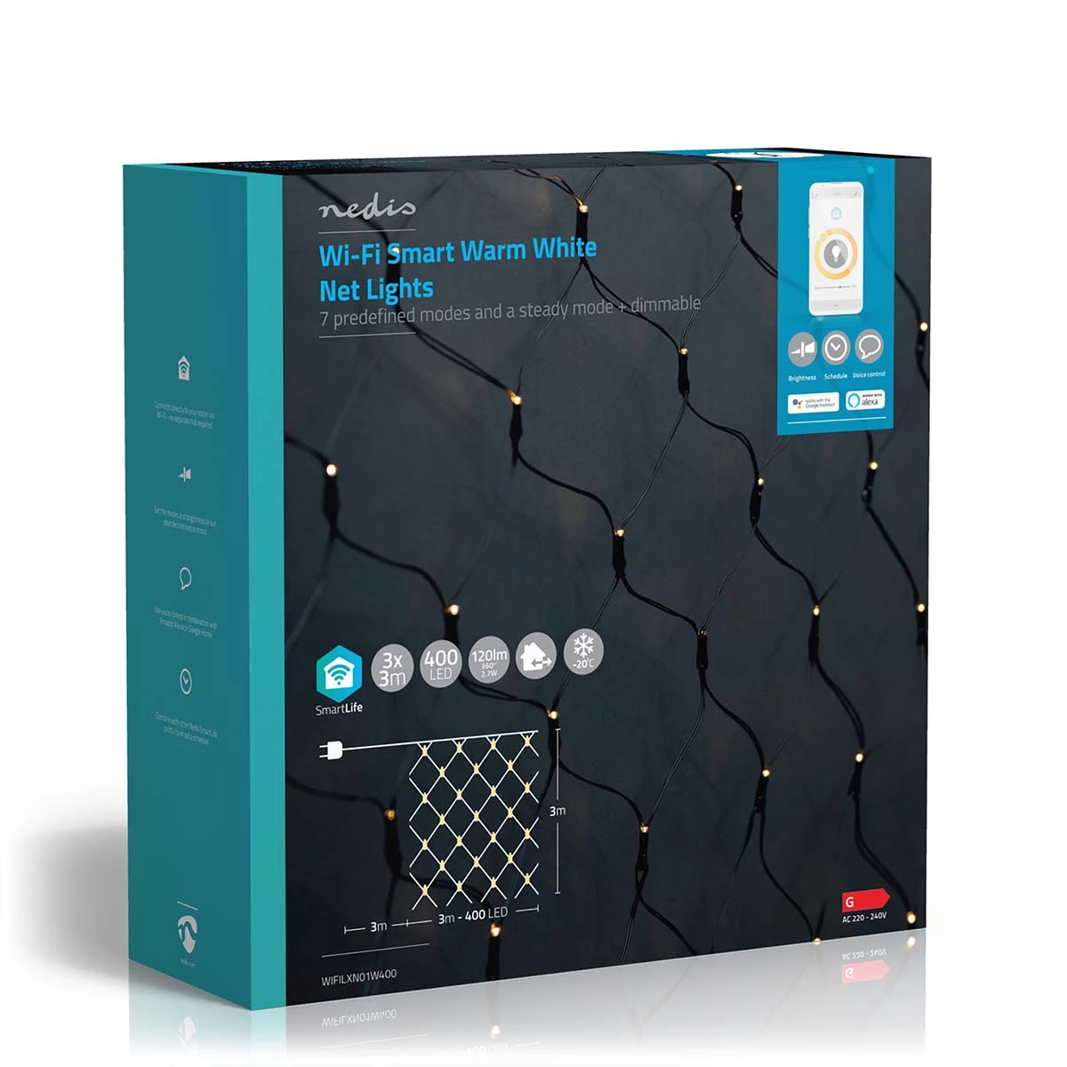 Nedis Smarte LED Netz-Lichterkette, 400 Leds